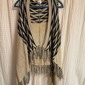 Daytrip Black and Cream Fringe Sweater Vest